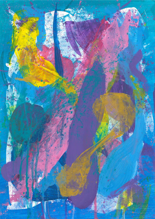 Tiefblauer abstrakter Kunstdruck mit kraftvollen Emotionen und moderner Ausdrucksstärke von Milena Zivkovic.