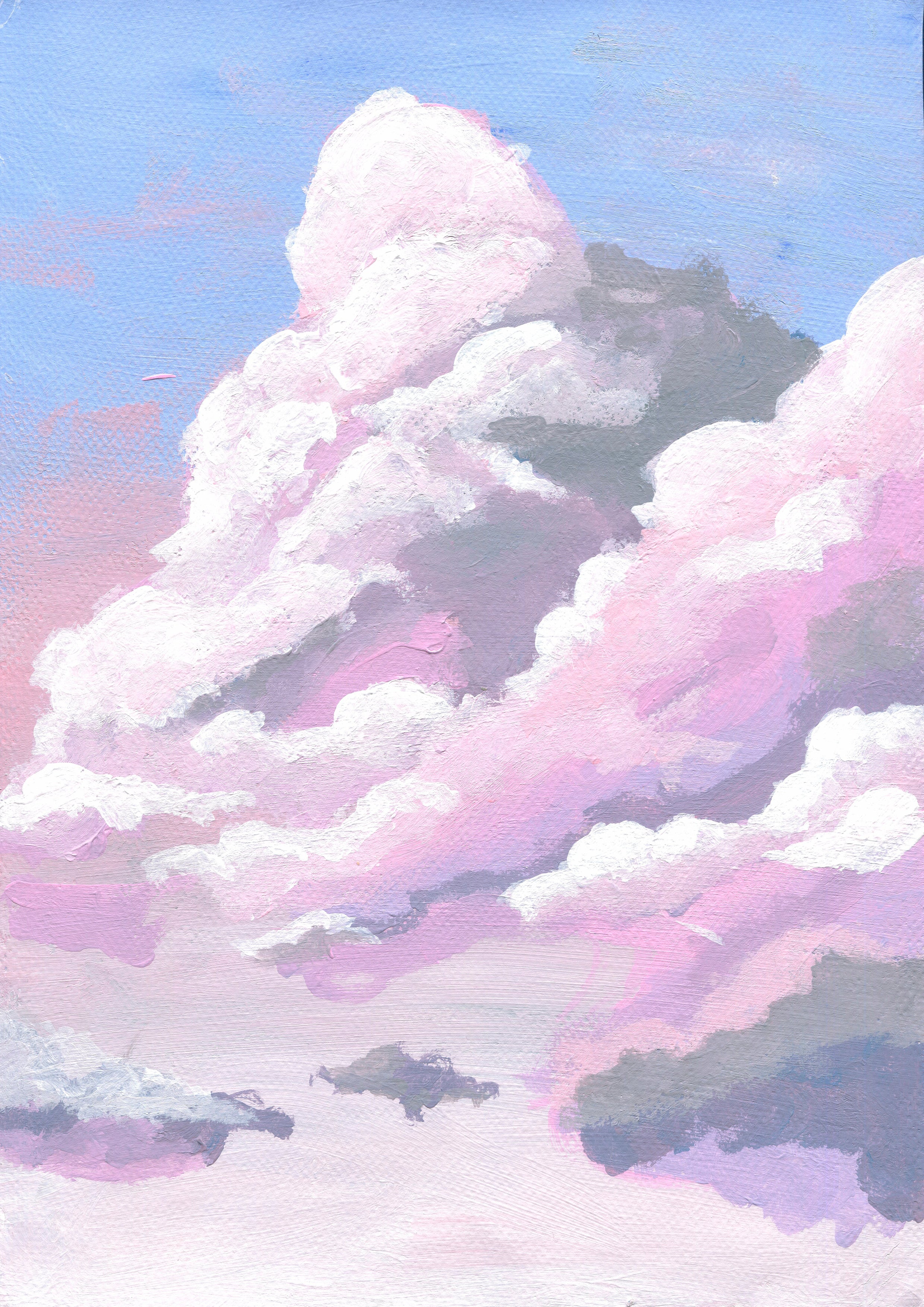Pastel-colored cloud with a blue sky background